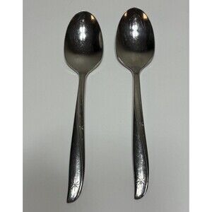 Lot of 2 Oneida Community Twin Star Stainless 7" Flatware Spoons Starburst